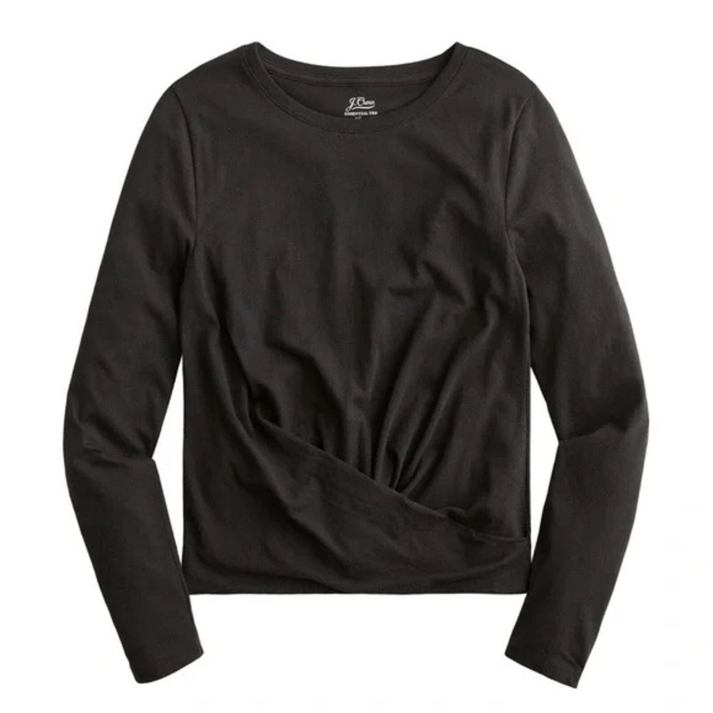 J. Crew Broken-in jersey twist-front long-sleeve T-shirt black size Small